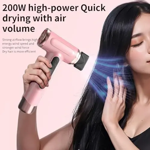 Cordless Hair Dryer,Portable Blow Dryer for Women Men,Hot Cold Blow 15000mAh Rechargeable Lightweight Portable Blow Dryer for Dormitory Travel,Fast Drying as Salon (US Plug) - 2