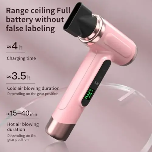 Cordless Hair Dryer,Portable Blow Dryer for Women Men,Hot Cold Blow 15000mAh Rechargeable Lightweight Portable Blow Dryer for Dormitory Travel,Fast Drying as Salon (US Plug) - 5