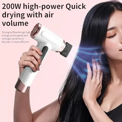 Cordless Hair Dryer,Portable Blow Dryer for Women Men,Blow 15000mAh Rechargeable Lightweight Portable Blow Dryer for Dormitory Travel,Fast Drying as Salon (US Plug) - 2