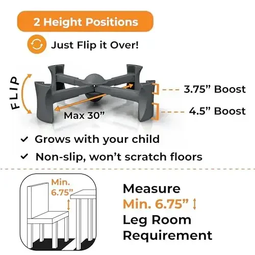 KABOOST Booster Seat for Kitchen Chair, Charcoal - Goes Under The Chair - Portable Booster for Toddlers and Grown Ups - 5