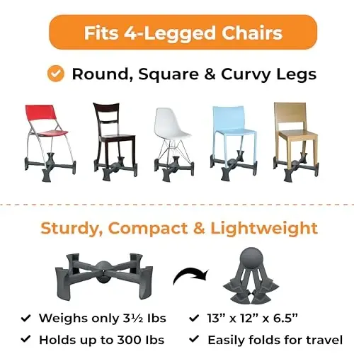 KABOOST Booster Seat for Kitchen Chair, Charcoal - Goes Under The Chair - Portable Booster for Toddlers and Grown Ups - 4