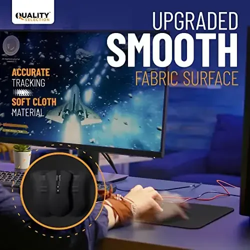 Quality Selection Large Gaming Mouse Pad Non-Slip Rubber Base Mousepad, Super Tracking Accuracy and Smooth Surface Mouse Control, Mouse Pads works with All Mouse Types 12.60 x 10.60 in No Logos, Black - 4