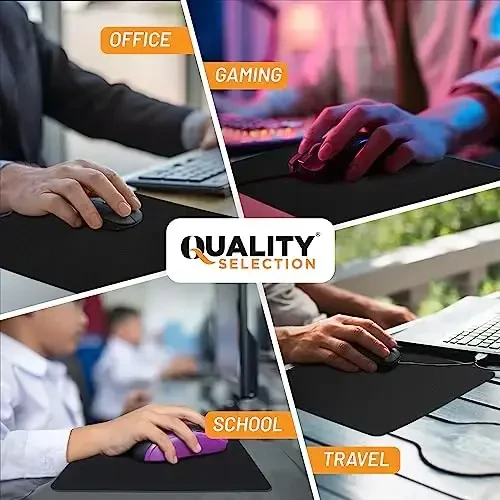 Quality Selection Large Gaming Mouse Pad Non-Slip Rubber Base Mousepad, Super Tracking Accuracy and Smooth Surface Mouse Control, Mouse Pads works with All Mouse Types 12.60 x 10.60 in No Logos, Black - 5