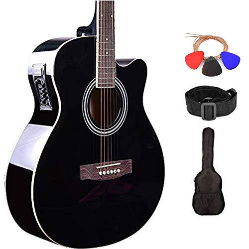 Kadence Frontier Series Acoustic Electric Guitar - Spruce Wood Finish Electric Acoustic Guitar (Black EQ) - Electro Acoustic Guitars with Strings, Strap, Pickup and Bag - Semi Acoustic Guitar - 1