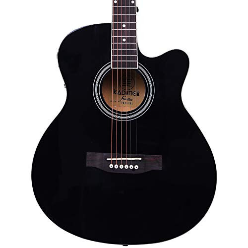 Kadence Frontier Series Acoustic Electric Guitar - Spruce Wood Finish Electric Acoustic Guitar (Black EQ) - Electro Acoustic Guitars with Strings, Strap, Pickup and Bag - Semi Acoustic Guitar - 3