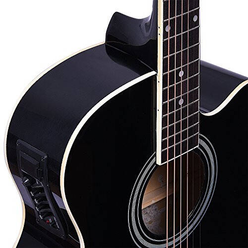 Kadence Frontier Series Acoustic Electric Guitar - Spruce Wood Finish Electric Acoustic Guitar (Black EQ) - Electro Acoustic Guitars with Strings, Strap, Pickup and Bag - Semi Acoustic Guitar - 4