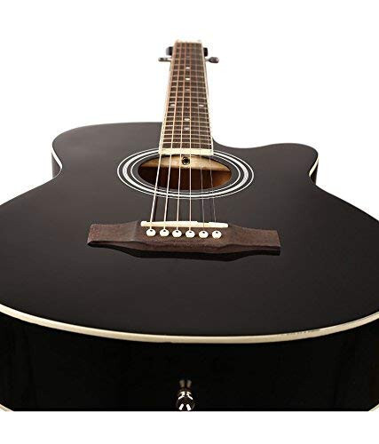 Kadence Frontier Series Acoustic Electric Guitar - Spruce Wood Finish Electric Acoustic Guitar (Black EQ) - Electro Acoustic Guitars with Strings, Strap, Pickup and Bag - Semi Acoustic Guitar - 5