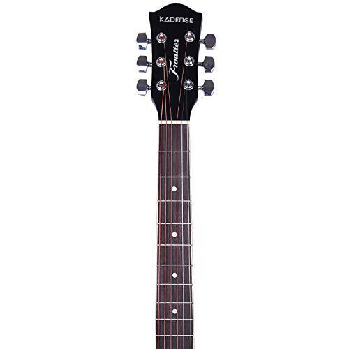 Kadence Frontier Series Acoustic Electric Guitar - Spruce Wood Finish Electric Acoustic Guitar (Black EQ) - Electro Acoustic Guitars with Strings, Strap, Pickup and Bag - Semi Acoustic Guitar - 7