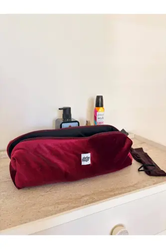 Kadife Bordo Saç Düzleştirici Çantası Airwrap Airstrait Uyumlu Seyahat Çantası - Bordo Kadife - 1