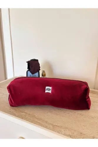 Kadife Bordo Saç Düzleştirici Çantası Airwrap Airstrait Uyumlu Seyahat Çantası - Bordo Kadife - 4