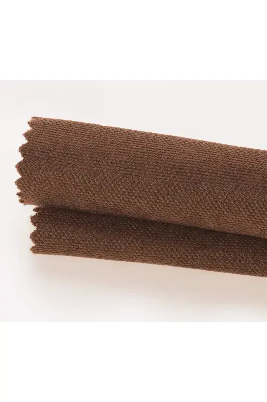 Kadife Dokulu Ekstrafor Büzgülü Tiramisu Rengi Yüksek Kalite Fon Perde Tek Kanat-Tiramisu - 2