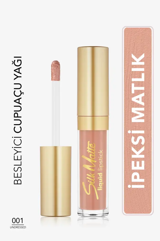 Kadife Dokulu Likit Mat Lab bo'yog'i - Silk Matte Liquid Lipstick - 001 UNDRESSED - 8690604397273-001 UNDRESSED - 1