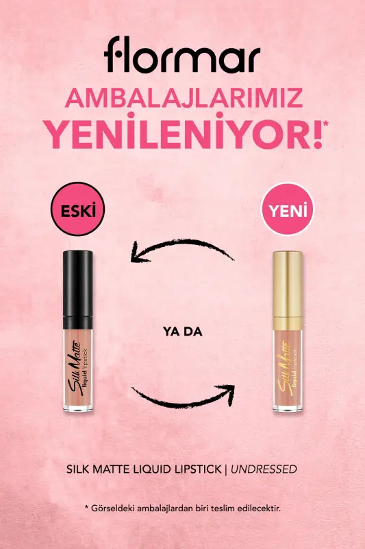 Kadife Dokulu Likit Mat Lab bo'yog'i - Silk Matte Liquid Lipstick - 001 UNDRESSED - 8690604397273-001 UNDRESSED - 3