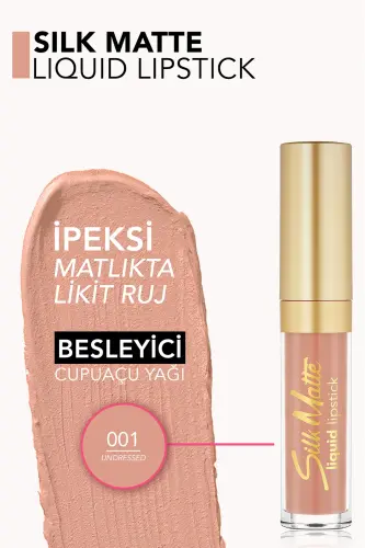 Kadife Dokulu Likit Mat Lab bo'yog'i - Silk Matte Liquid Lipstick - 001 UNDRESSED - 8690604397273-001 UNDRESSED - 5