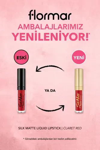 Kadife Dokulu Likit Mat Lab bo'yog'i - Silk Matte Liquid Lipstick - 007 CLARET RED - 8690604397365-007 CLARET RED - 3