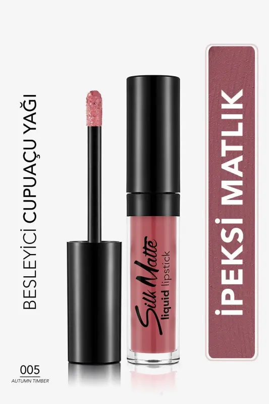 Kadife Dokulu Likit Mat Ruj - Silk Matte Liquid Lipstick - 005 AUTUMN TIMBER - 8690604397341 - 005 AUTUMN TIMBER - 1