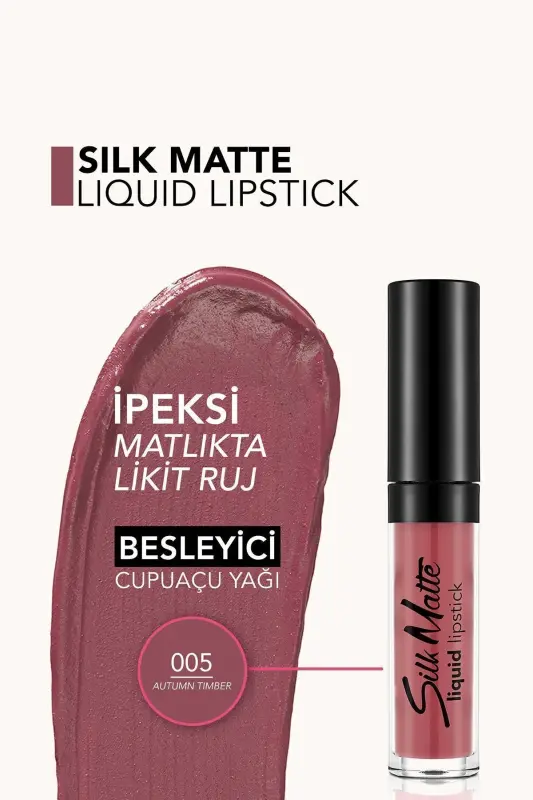 Kadife Dokulu Likit Mat Ruj - Silk Matte Liquid Lipstick - 005 AUTUMN TIMBER - 8690604397341 - 005 AUTUMN TIMBER - 4