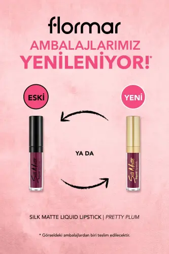 Kadife Dokulu Likit Mat Ruj (MÜRDÜM RENGİ)-silk Matte Liquid Lipstick-015 Pretty Plum-8690604505425-015 PRETTY PLUM - 3