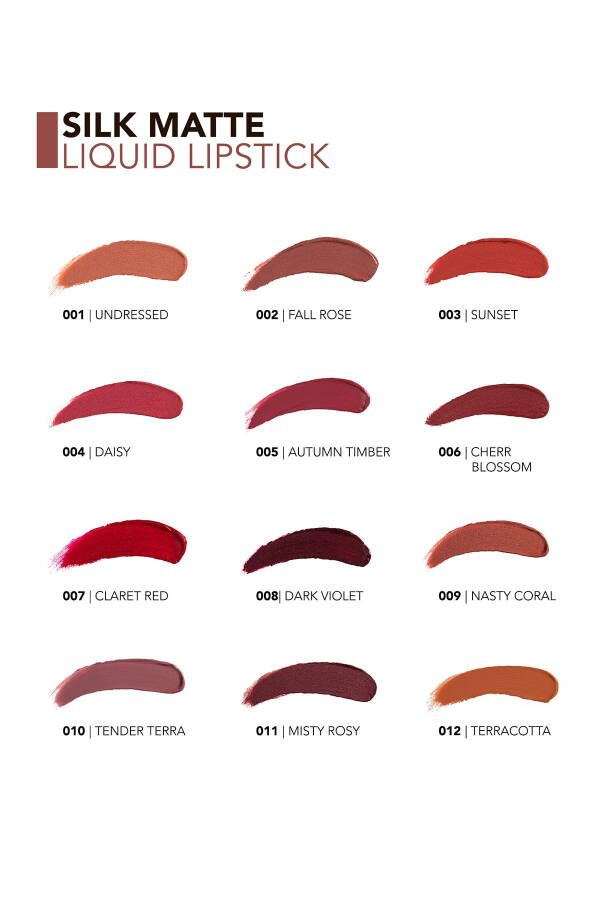 Kadife Dokulu Likit Mat Ruj - Silk Matte Liquid Lipstick - 002 FALL ROSE - 8690604397280 - 29