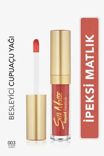 Kadife Dokulu Likit Mat Ruj - Silk Matte Liquid Lipstick - 003 SUNSET - 8690604397303-003 SUNSET - 1