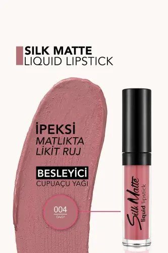 Kadife Dokulu Likit Mat Ruj - Silk Matte Liquid Lipstick - 004 Daısy - 8690604397334 - 004 DAISY - 4