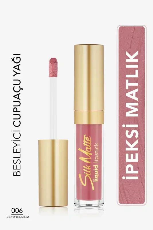 Kadife Dokulu Likit Mat Ruj - Silk Matte Liquid Lipstick - 006 CHERRY BLOSSOM - 8690604397358-006 CHERRY BLOSSOM - 1