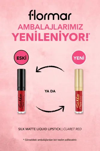 Kadife Dokulu Likit Mat Ruj - Silk Matte Liquid Lipstick - 007 CLARET RED - 8690604397365 - 007 CLARET RED - 3