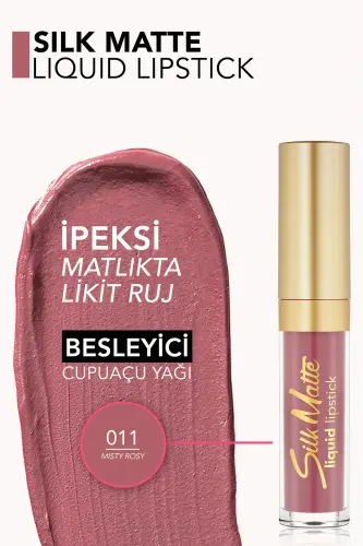 Kadife Dokulu Likit Mat Ruj - Silk Matte Liquid Lipstick - 011 MISTY ROSY - 8690604505388 - 011 MISTY ROSY - 5
