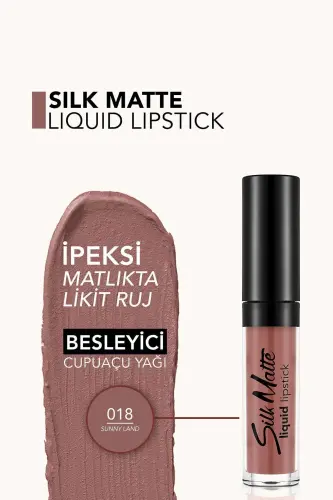 Kadife Dokulu Likit Mat Ruj - Silk Matte Liquid Lipstick - 018 SUNNY LAND - 8690604627615 - 018 SUNNY LAND - 4