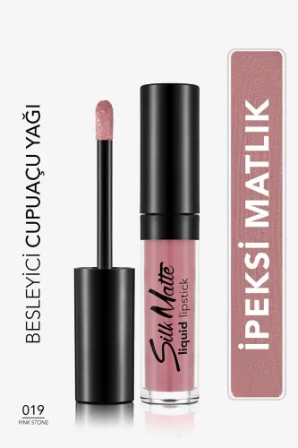 Kadife Dokulu Likit Mat Ruj - Silk Matte Liquid Lipstick - 019PINK STONE - 8690604627622 - 019 PINK STONE 