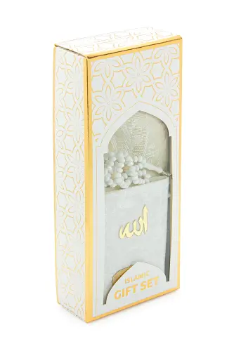 Kadife Kaplı Yasini Şerif Kitabı Tesbih Seccade Seti Beyaz-Beyaz - IHVAN ONLINE (1)