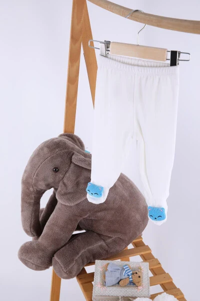 Kadife Oyuncaklı Kız Erkek Bebek Çocuk Pantolon Kedicik-Beyaz - Babyhola