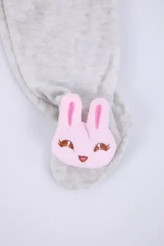 Kadife Oyuncaklı Kız Erkek Bebek Çocuk Pantolon Tavşan-Gri - 3