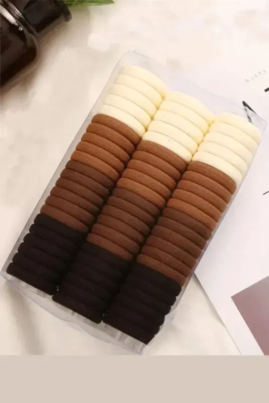 Kadın 100'lü Kahverengi Lastik Toka Seti-Kahverengi - 2