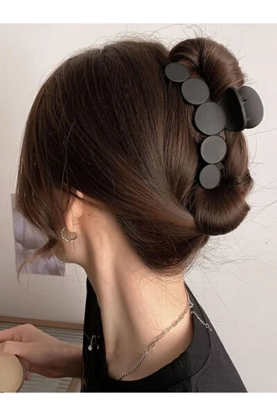 Kadın 10'lu Siyah Karışık Peluş Model Mandal Saç Tokası - PREGIO (1)