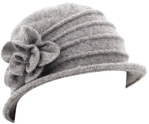 Womens 1920s Vintage Upturn Brim Wool Blend Cloche Church Hat Winter Felt Bucket Bowler Hat Crushable Foldable - 3