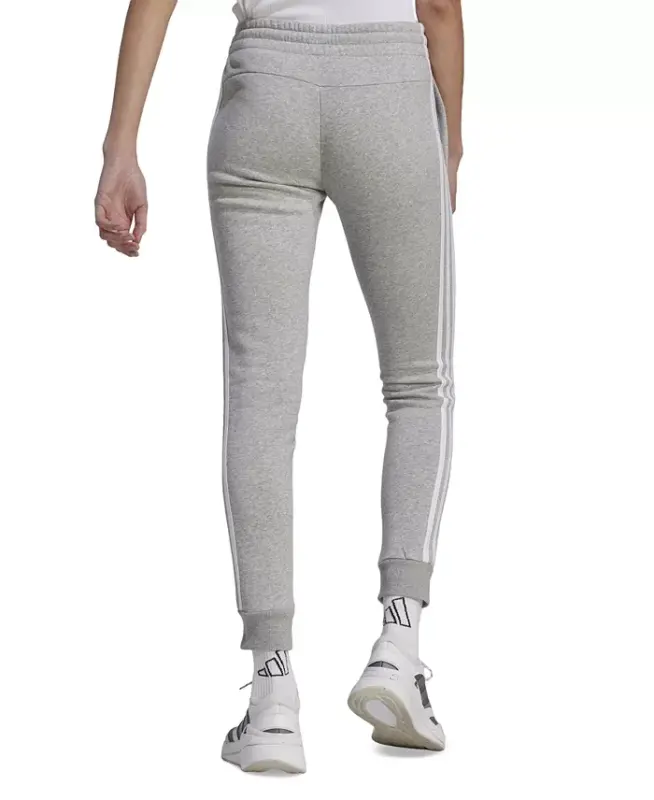 Women's 3-Stripe Cotton Fleece Sweatpant Jogger - Medium Grey Heather/white - 2
