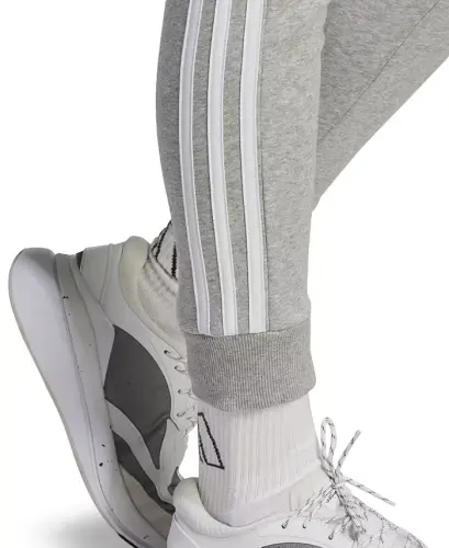 Women's 3-Stripe Cotton Fleece Sweatpant Jogger - Medium Grey Heather/white - 5