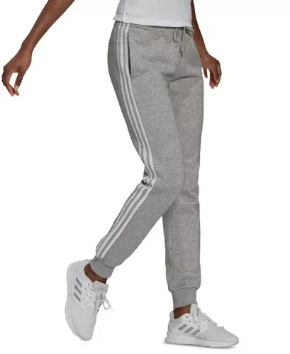 Women's 3-Stripe Cotton Fleece Sweatpant Jogger-Medium Grey Heather/white 