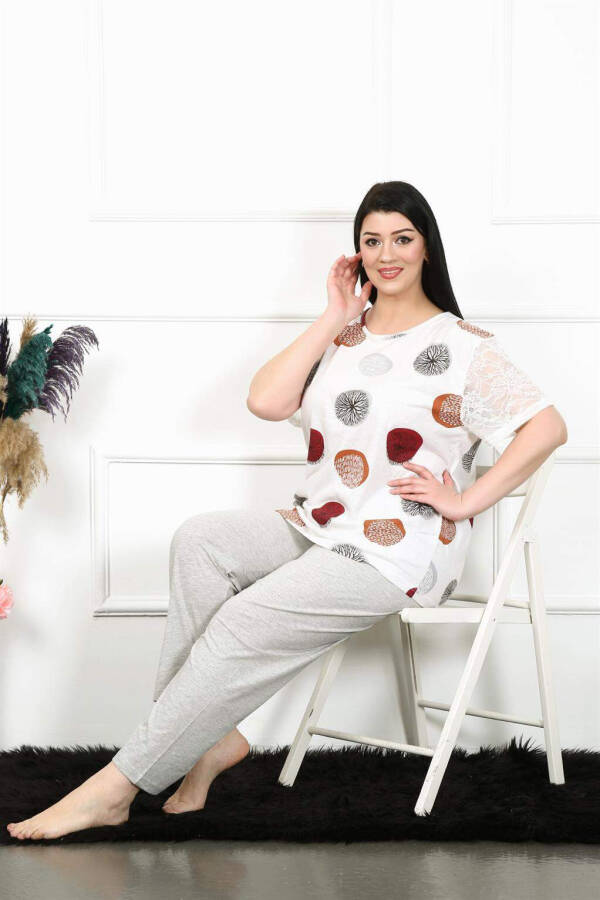 Kadın 5XL-6XL-7XL-8XL Büyük Beden Kısa Kol Pijama Takım 75002 - 6