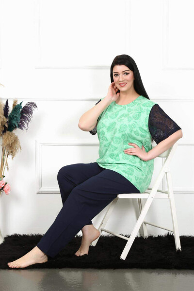 Kadın 5XL-6XL-7XL-8XL Büyük Beden Kısa Kol Pijama Takım 75004 - 6