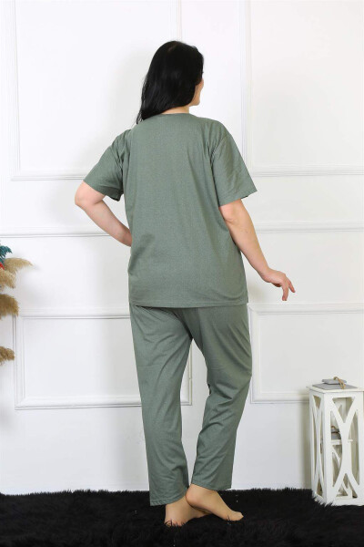 Kadın 5XL-6XL-7XL-8XL Büyük Beden Yeşil Kısa Kol Pijama Takım 75012 - 6