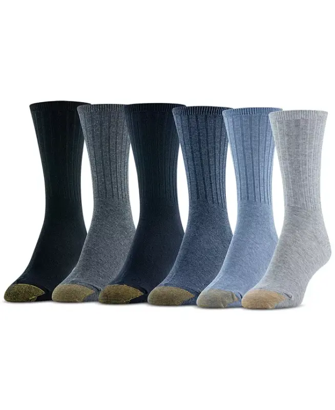 Women's 6-Pack Casual Ribbed Crew Socks - Denim - 7