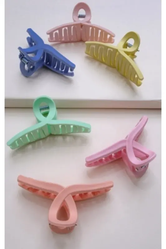 Kadın 6li Fiyonk Mandal Toka Seti-Pastel - 1