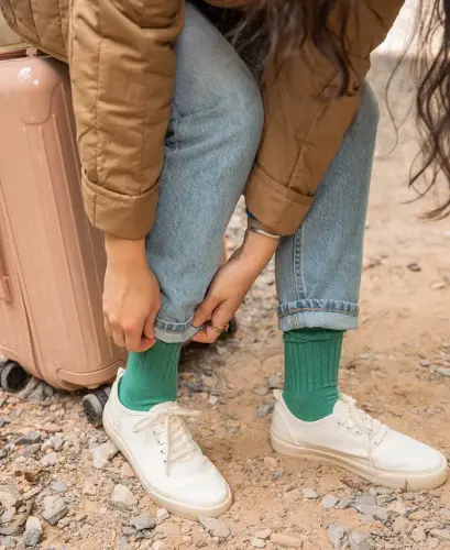 Kadın 6'lı Günlük Fitilli Uzun Çorap - Denim - 5
