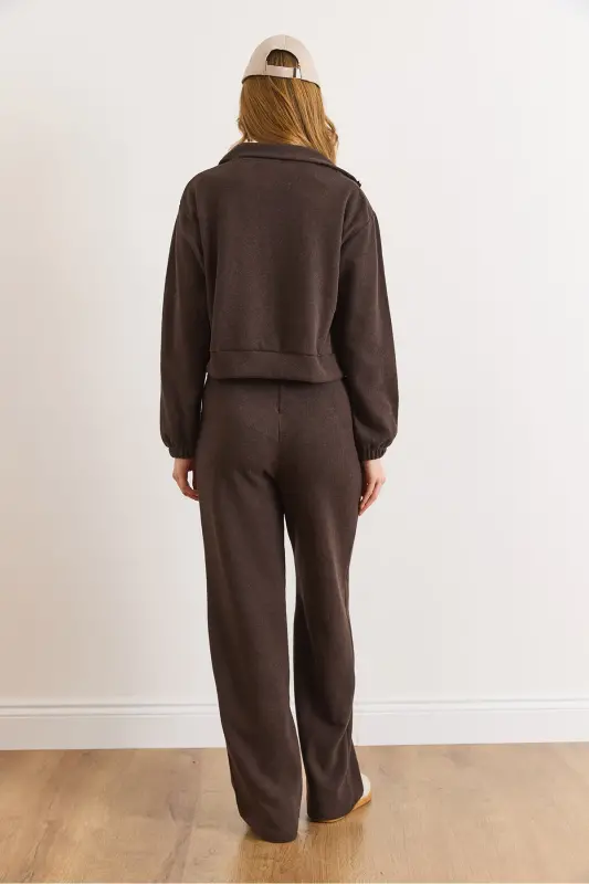 Kadın Acı Kahve Alt Üst Polo Yaka Selanik Takım TKM-19000324-Acı Kahve - 3