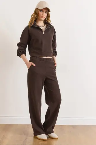 Kadın Acı Kahve Alt Üst Polo Yaka Selanik Takım TKM-19000324-Acı Kahve 