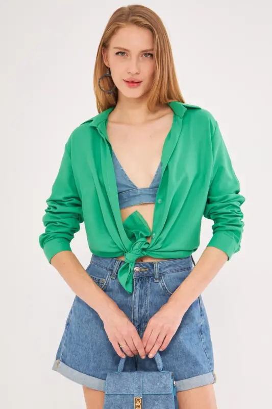 Kadın Açık Yeşil Tunik Gömlek ARM-19Y001003-Açık Yeşil - 3