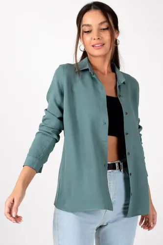 Kadın Açık Yeşil UZUN KOLLU DÜZ GÖMLEK ARM-18Y001176-Açık Yeşil - 2