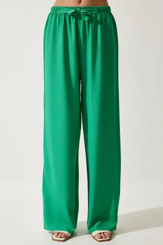 Kadın Açık Yeşil Yazlık Viskon Palazzo Pantolon EN00610-Açık Yeşil - 3